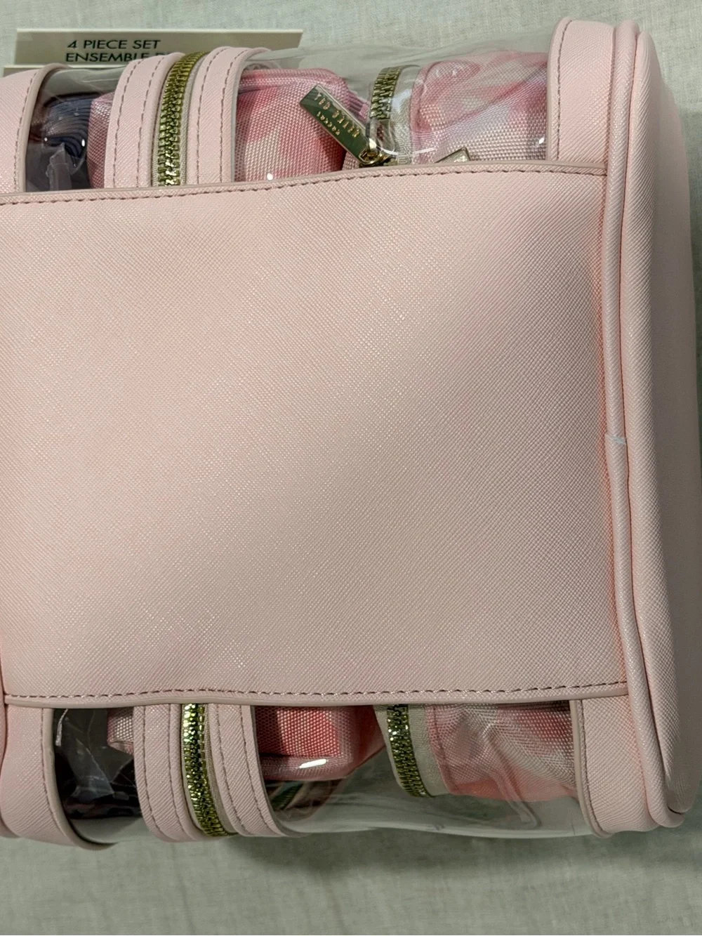 Ted Baker rose Pink Clear Travel Cosmetic Bag Set